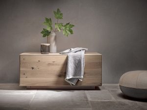 edition lignatur bench seat provides natural bathroom storage in white wild oak