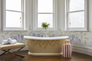 freestanding roll top bath in bay window at the retreat elcot park
