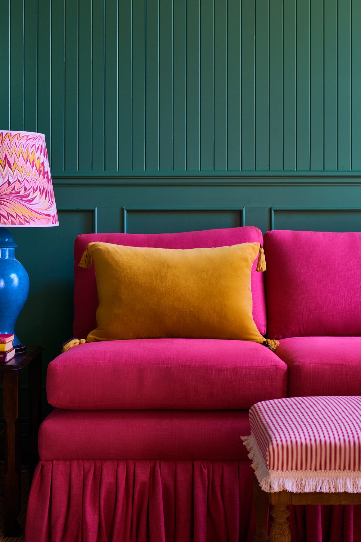 bright blue pink and yellow in a colourful corner at The Miter