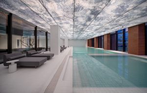 translucent porcelain ceiling in the spa and pool area