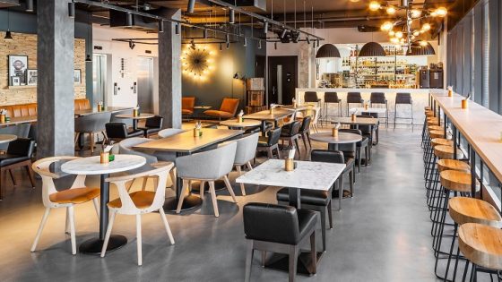 bar, restuarant and working space at YOTEL Shoreditch