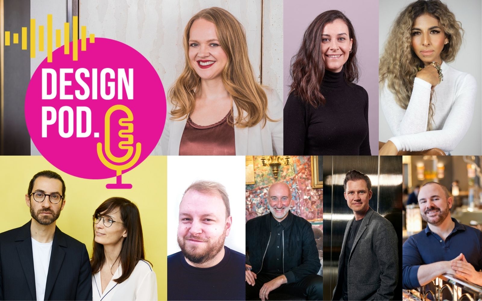 Images of guests appearing on design podcast DESIGN POD Series 2