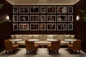 gallery wall in the seating area in the lounge at the Dubai EDITION 
