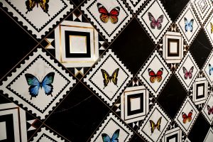 butterflies and postage motifs tile designs
