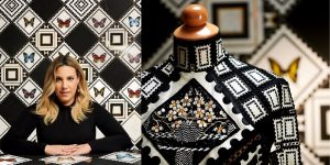 the designer mary katrantzou with the collaboration of vileroy & boch tiles