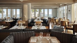 modern and comfortable decor in the restaurant overlooking the ocean