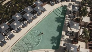 clean contemporary design of swimming pools and outdoor spaces at four seasons fort lauderdale