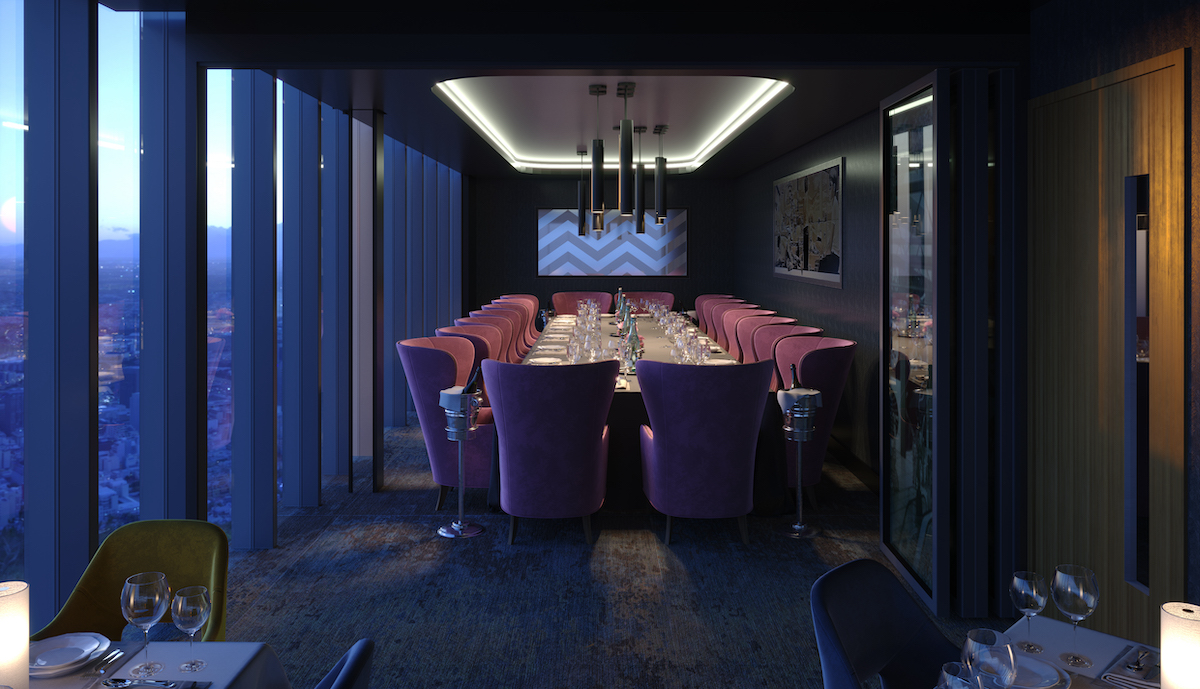 Private dining room inside La Tour in Birmingham