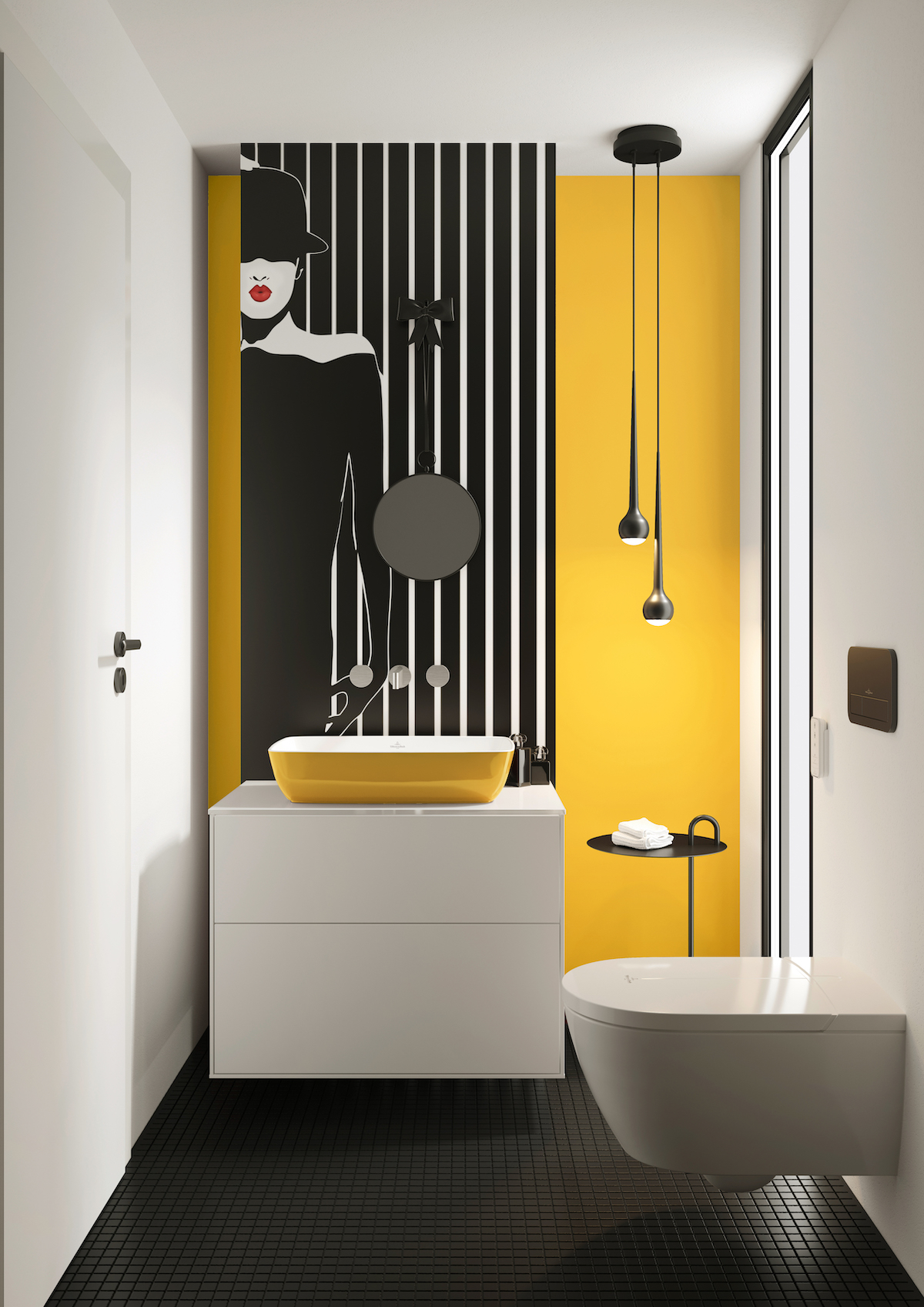 Yellow bathroom with yellow sink