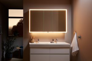 focussed lighting design options around the bathroom mirror by Villeroy & Boch