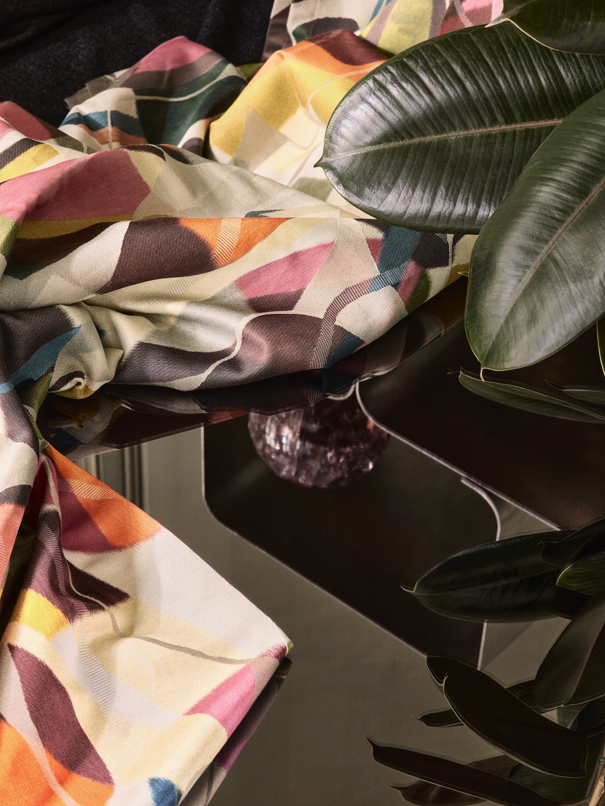 fabric with abstract leaf design by zimmer+rohde