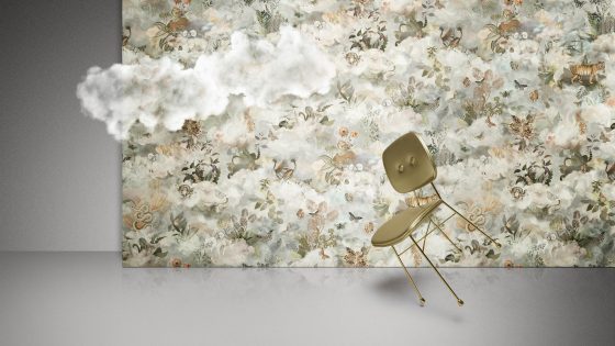 botanical memento medley wallcovering print in neutral tones by Moooi and Arte