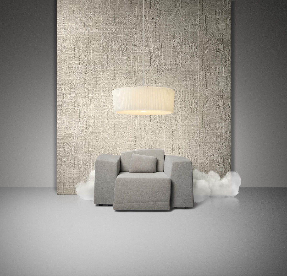 Pogo goat is a a 3D wallcovering with a soft chenille fabric