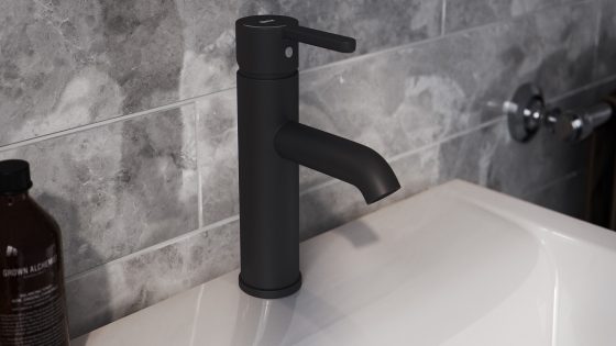 black taps and brassware by Roca