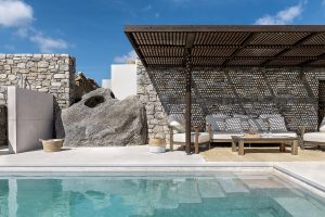 natural stone on location used in the stonework at Cali Mykonos