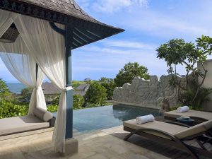 villa with private pool and indonesian design references
