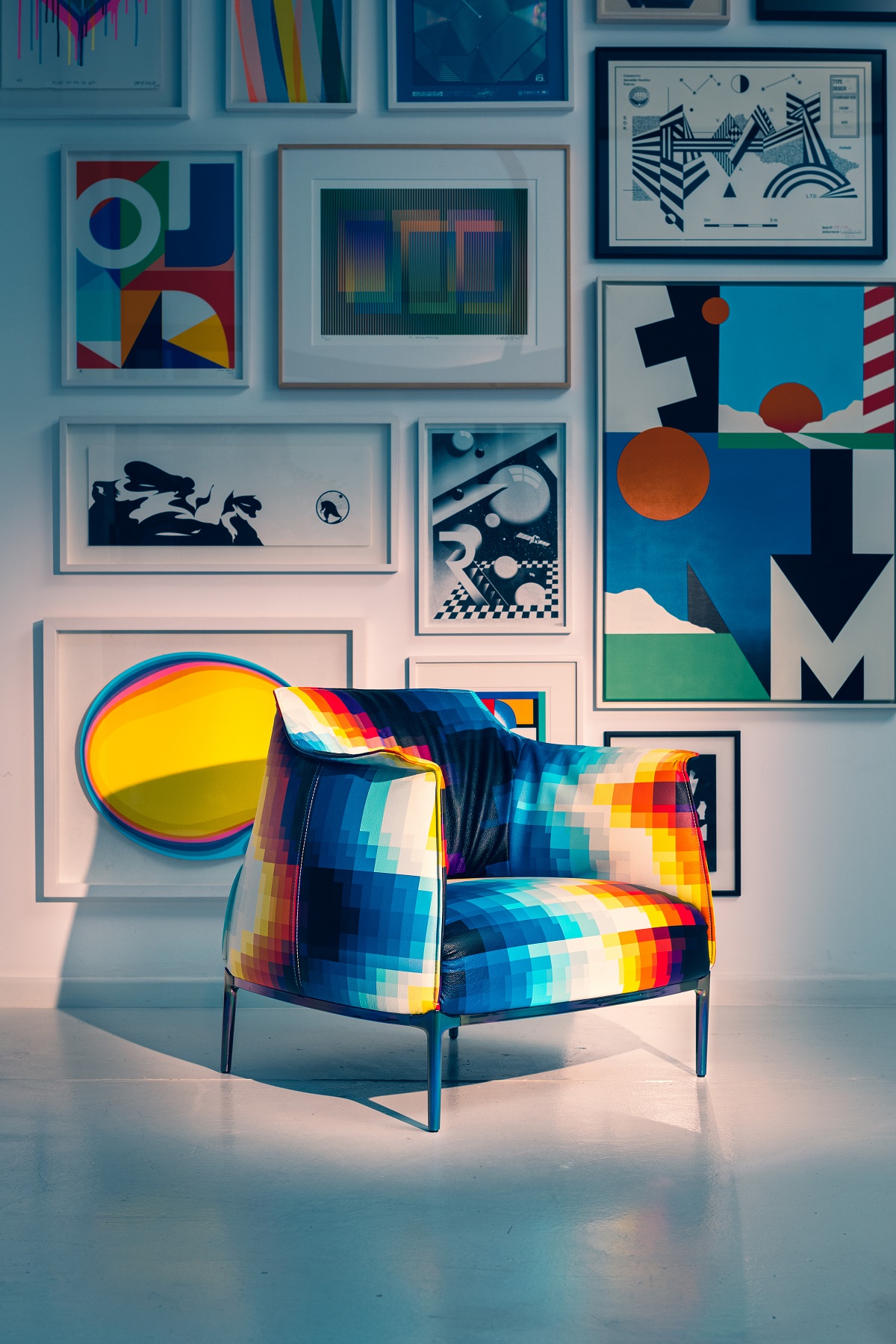 colourful digital imagery painted onto the Poltrona Frau Archibald chair