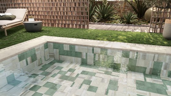 green and grey swimming pool tiles by CTD architectural tiles