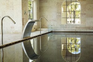 tranquil retreat-like indoor pool in the spa at Lake Algarve