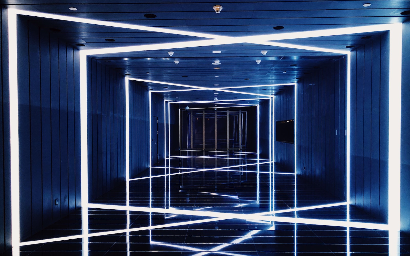 A corridor full of LED lighting