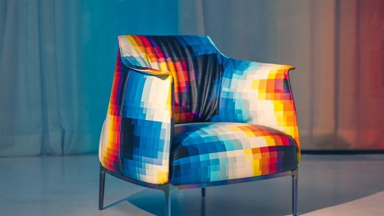 the archibald chair by Poltrona Fau reinvented by artist Felipe Pantone