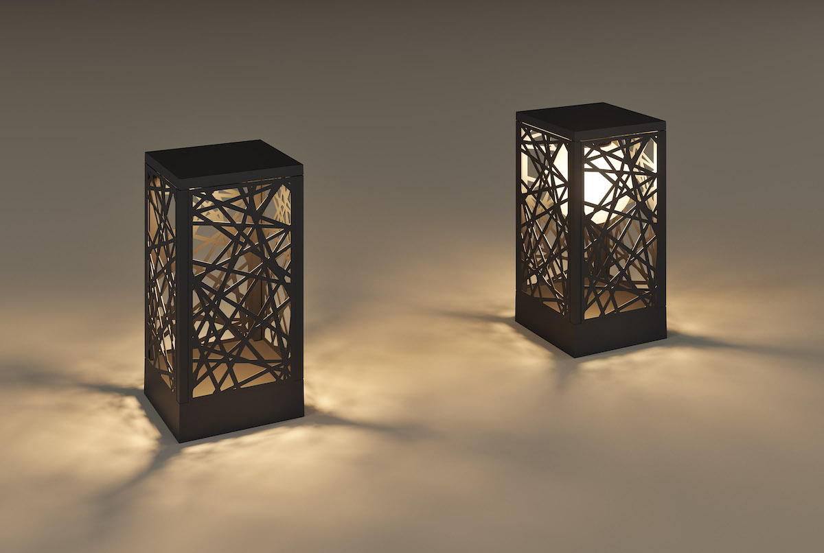 Two lamps with stencil like design