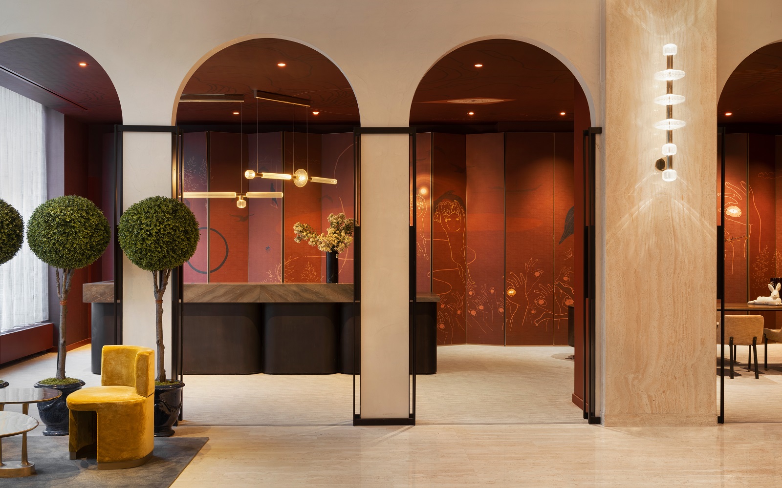 lobby at Park Lane New York designed by Yabu Pushelberg
