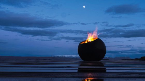 bubble wood burning outdoor fire designed by Focus