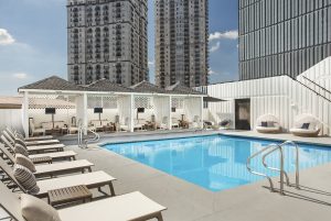 Pool Deck with loungers and cabanas at The Starling Atlanta