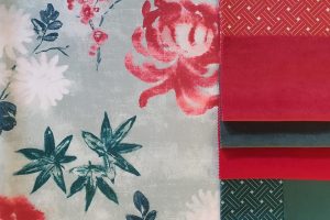 tea garden fabric designs by skopos in shades of red from the teahouse collection