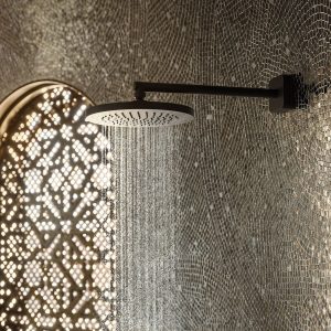 Close up of matt black shower