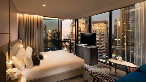 Dorsett Gold Coast deluxe king guestroom with panoramic city views