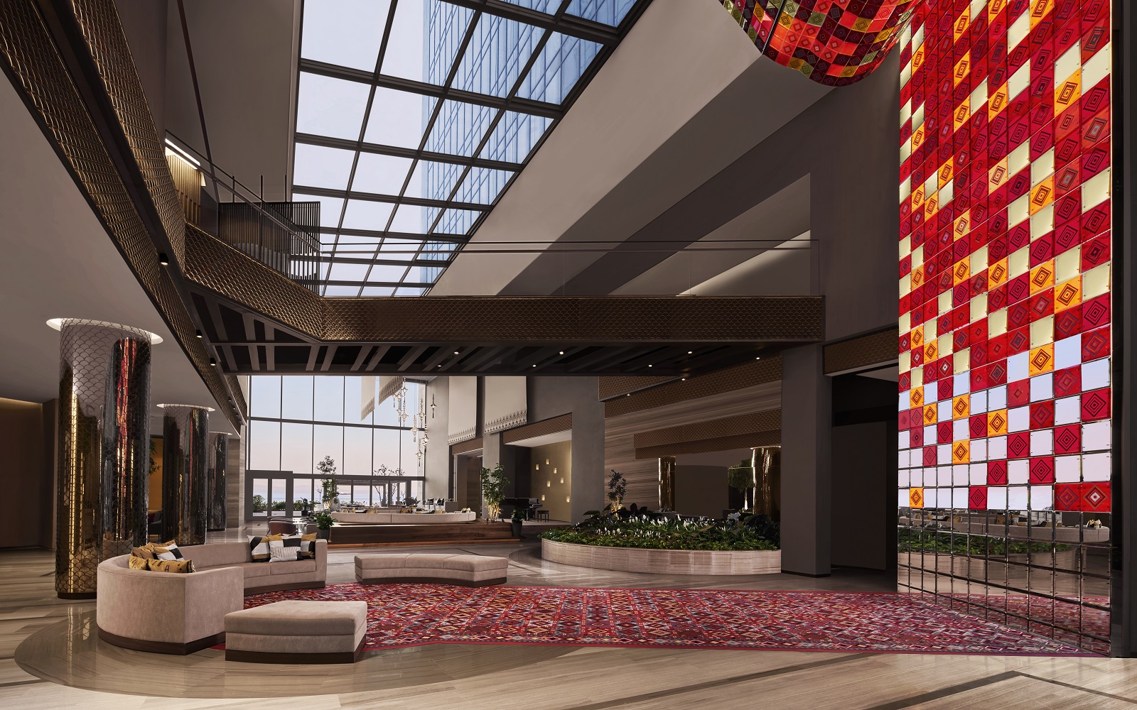 flying carpet chandelier in the lobby of JW Marriott Istanbul Marmara Sea