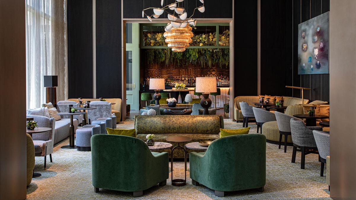 shades of green in the lobby at The Ritz Carlton New York NoMad