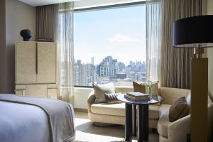 view over Manhattan in the guestroom in The Ritz-Carlton New York