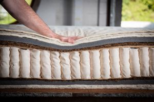 a cross section through a Naturalmat mattress showing the natural fibres and structure