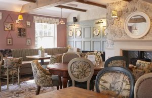 soft pastels and prints in the redesign of The Riverside Inn in Shresbury