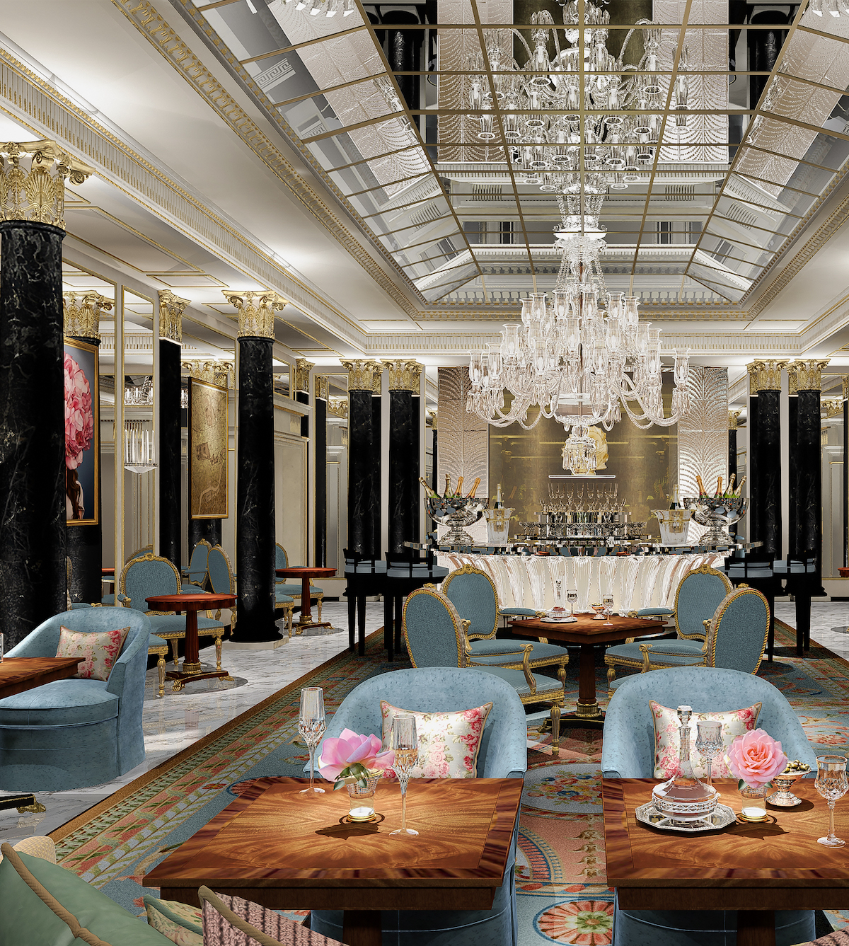 Image caption: The Dorchester rendering of the Promenade Pierre-Yves Rochon bar.  |  Image credit: Dorchester Collection