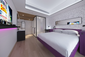guestroom render for YOTEL Tokyo