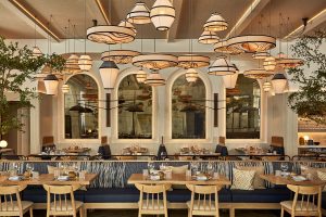 eclectic lampshade designs in Zaytinya restaurant in Ritz-Carlton New York