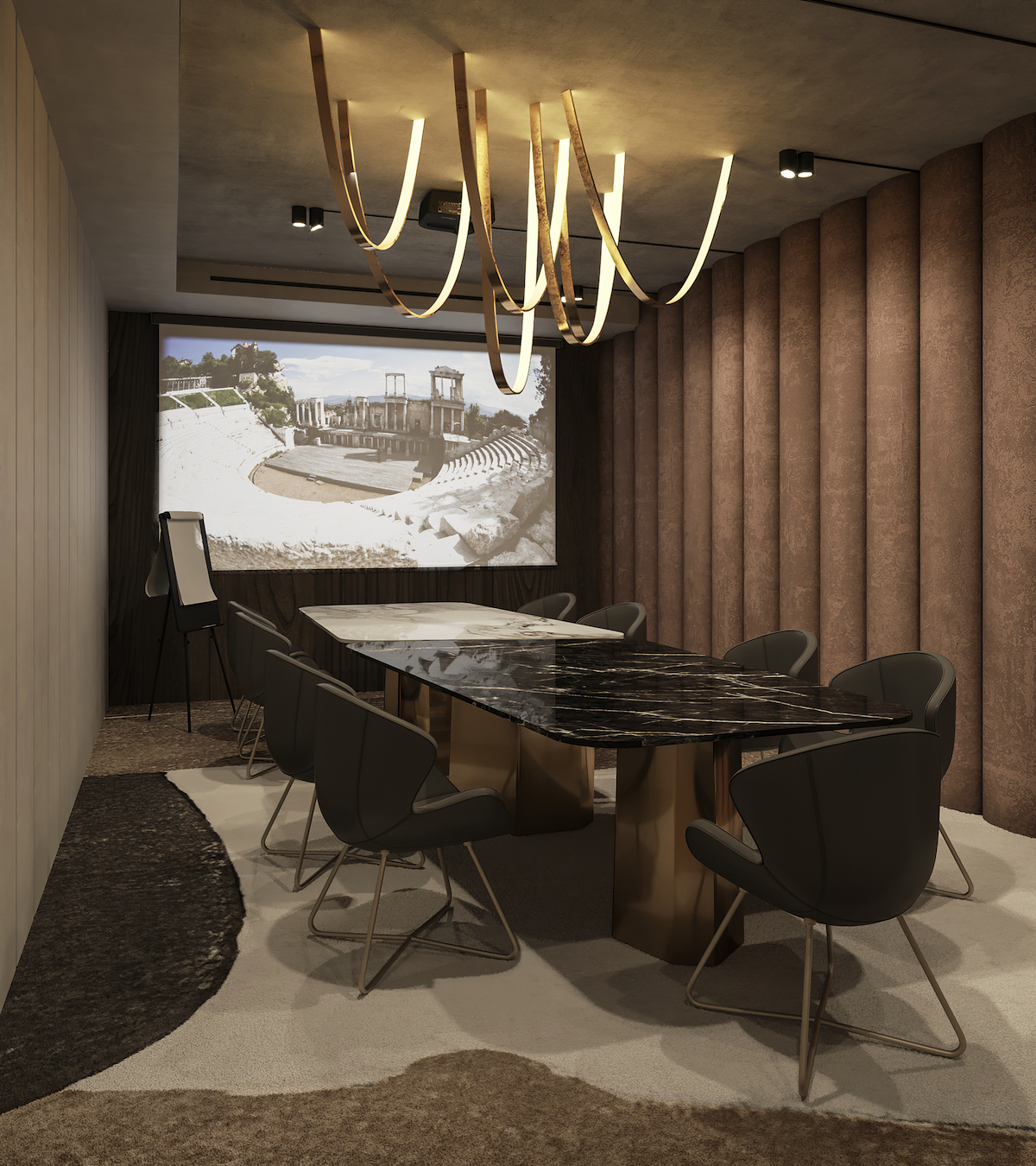 Meeting room with striking lighting feature inside MGallery Plovdiv