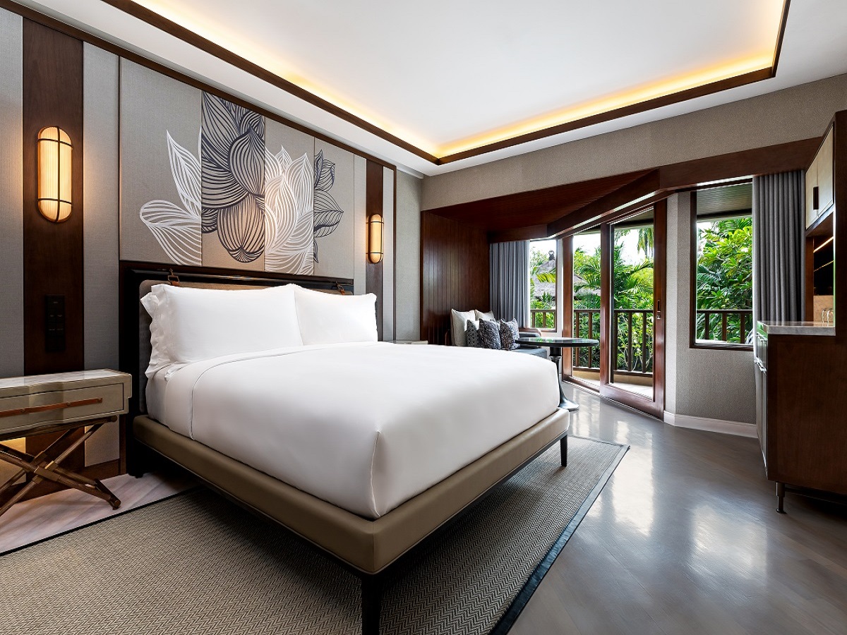 Deluxe guestroom with feature headboard in The Laguna nusa dua