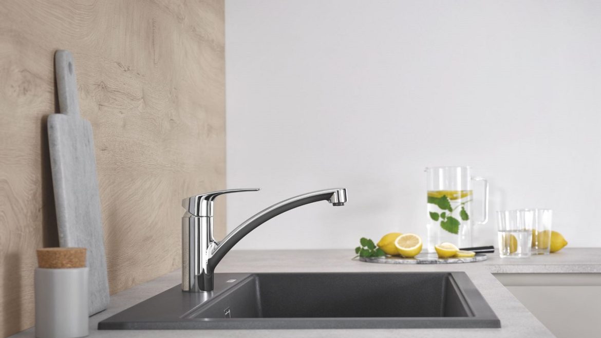 Grohe cradle to cradle fittings in kitchen with water and lemons