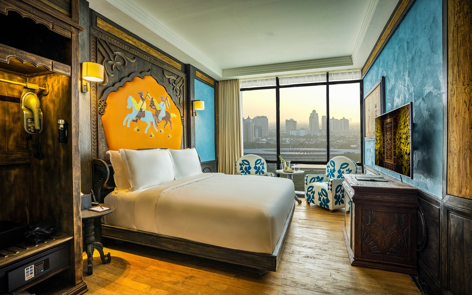 guestroom at Barcelo Orient with views over Jakarta