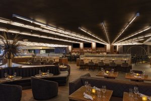 seating and lighting in the Revel and Rye bar