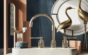 the Gessi Venti20 brassware is designed to be a functional sculpture in the bathroom
