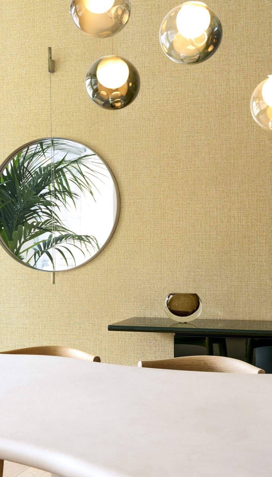 roomset with Nongo wallcovering in natural colour and texture