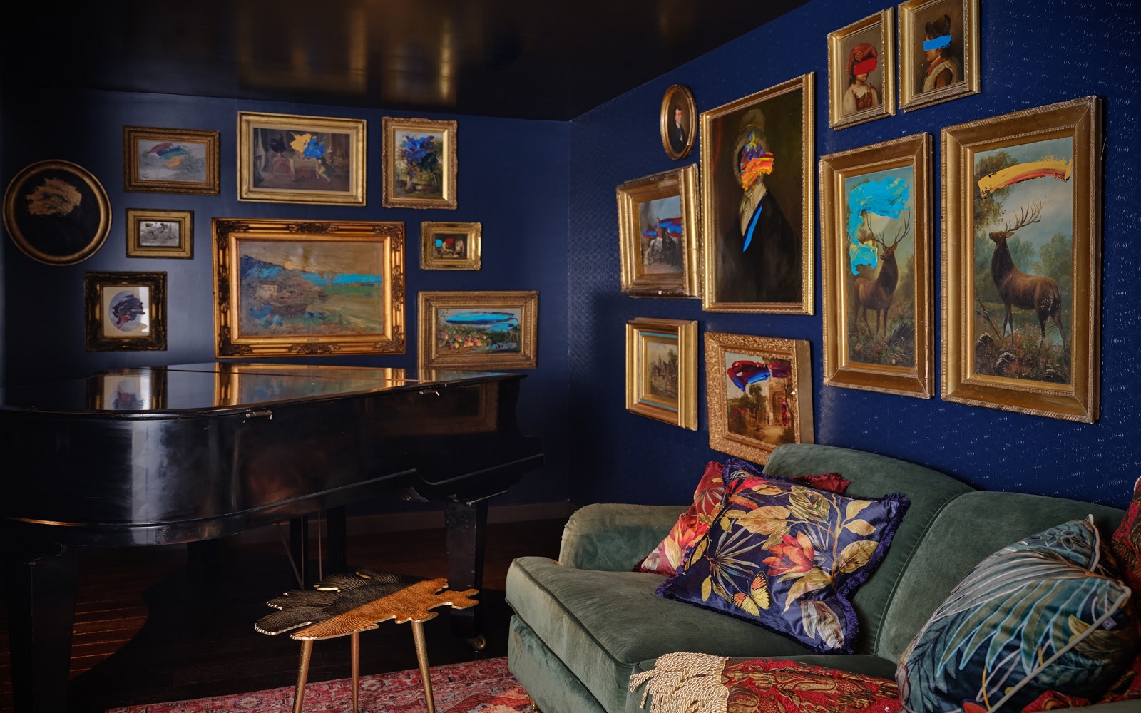 art collection in The Other House upcycled by Bergman Interiors