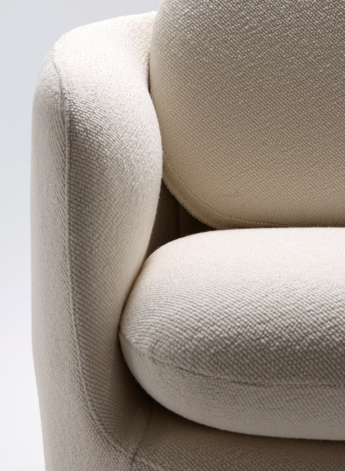 close up and detail of white bilbao chair by Morgan