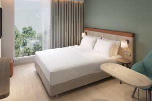 neutral design style in the guestroom of Marriott Fairfield